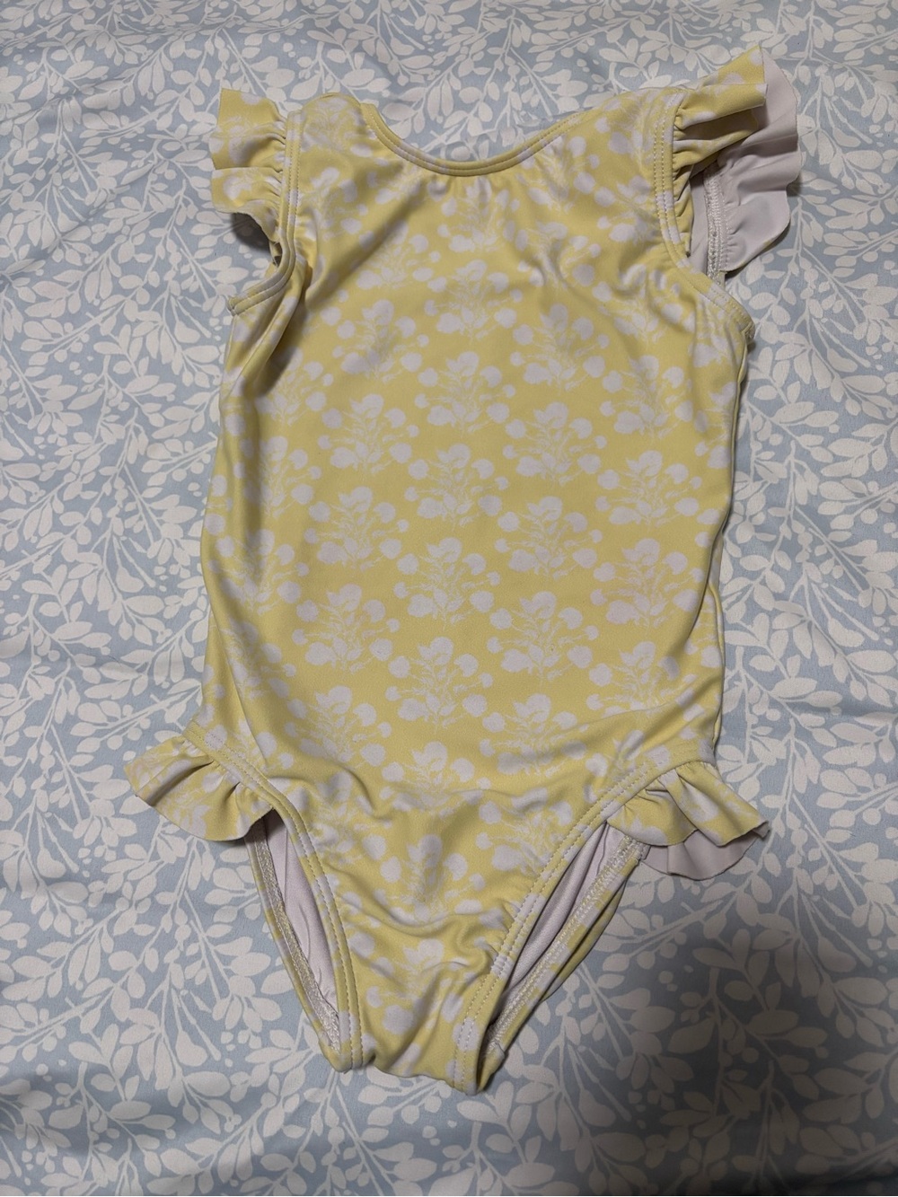 Kids Yellow Floral Ruffle One-Piece Swimsuit